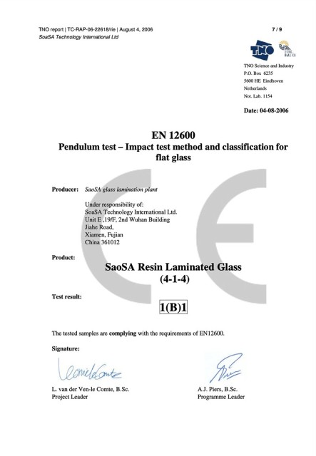 EN 12600 Pendulum Impact Test