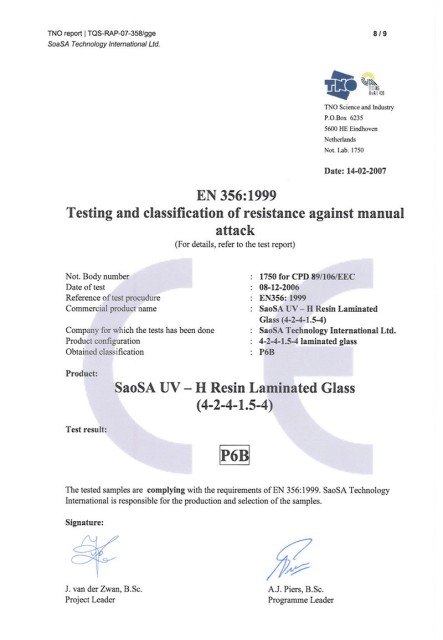 EN 356 PB Axe Striking Test